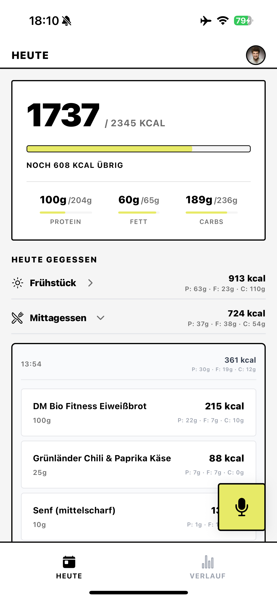 Sagess App - Tagesübersicht