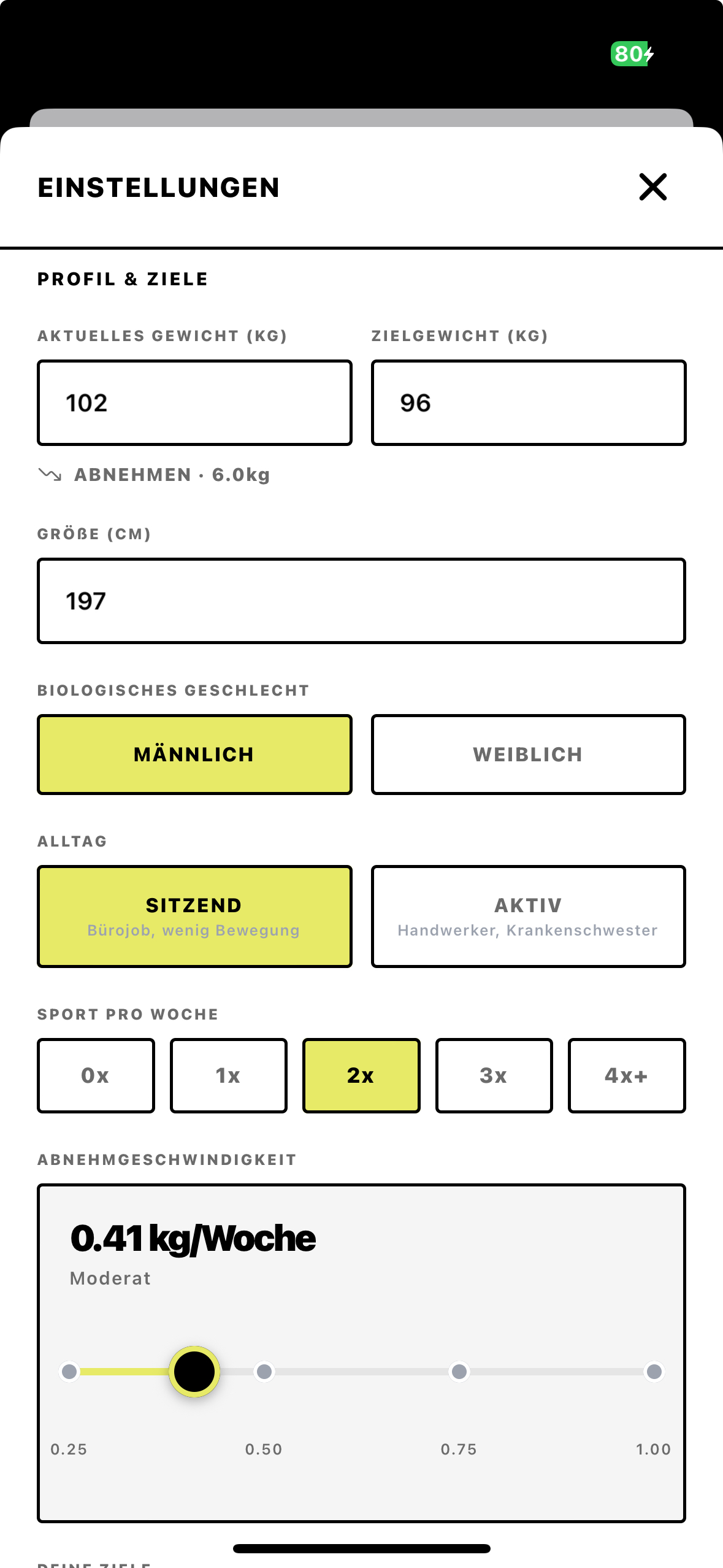 Sagess App - Einstellungen